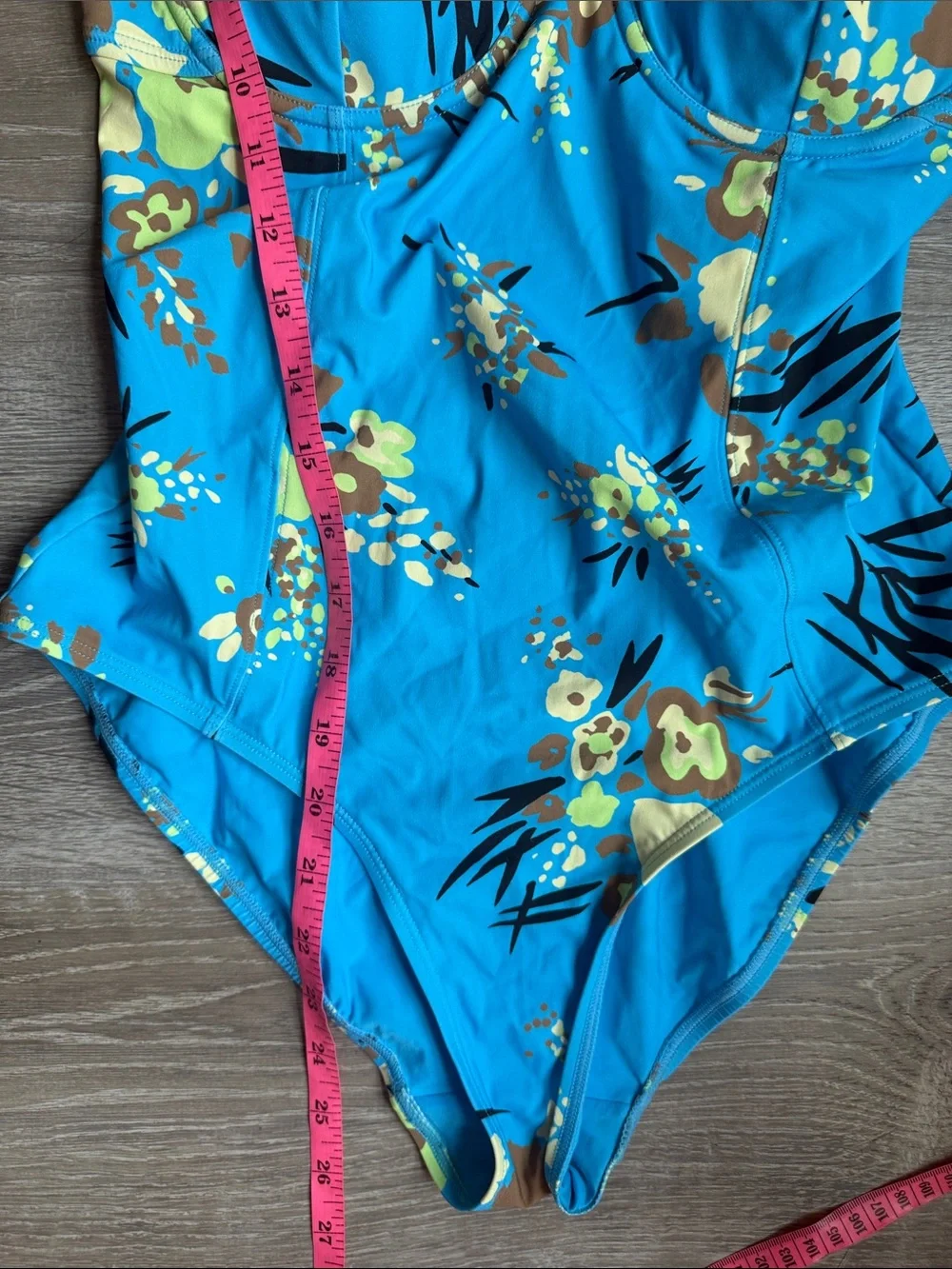 TORY BURCH ONE-PIECE SWIMSUIT PRINTED UNDERWIRE BLUE DRIP BOUQUET Medium